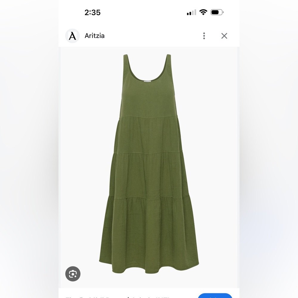 Aritzia - Little Moon - Olive Green Tiered Maxi Dress